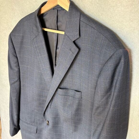 Ralph Lauren Men's Wool Navy Check Blazer Size 48 Classic Fit Business - Picture 3 of 8